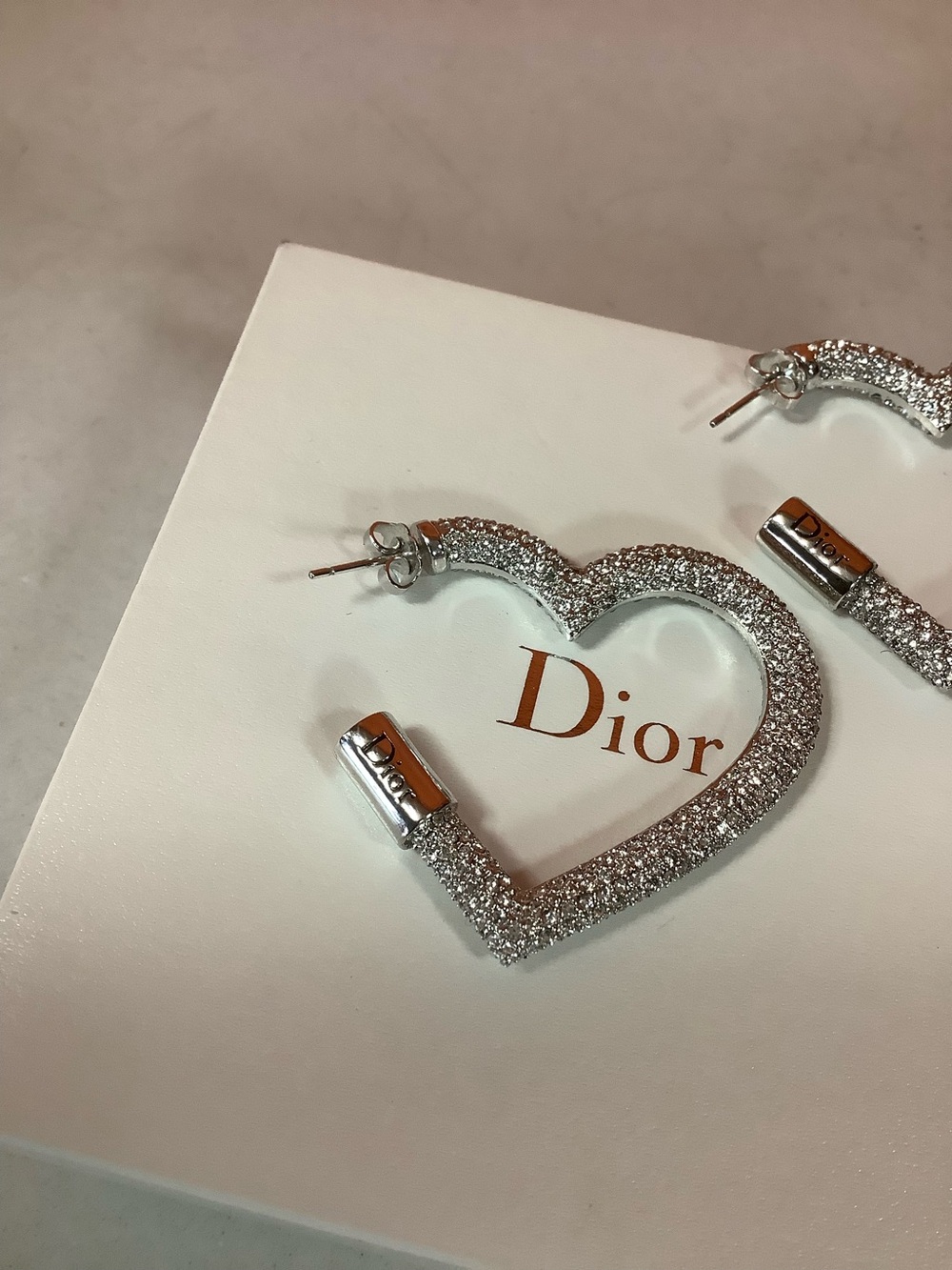 Dior Silver-tone Rhinestones Hoops - Picture 4 of 7